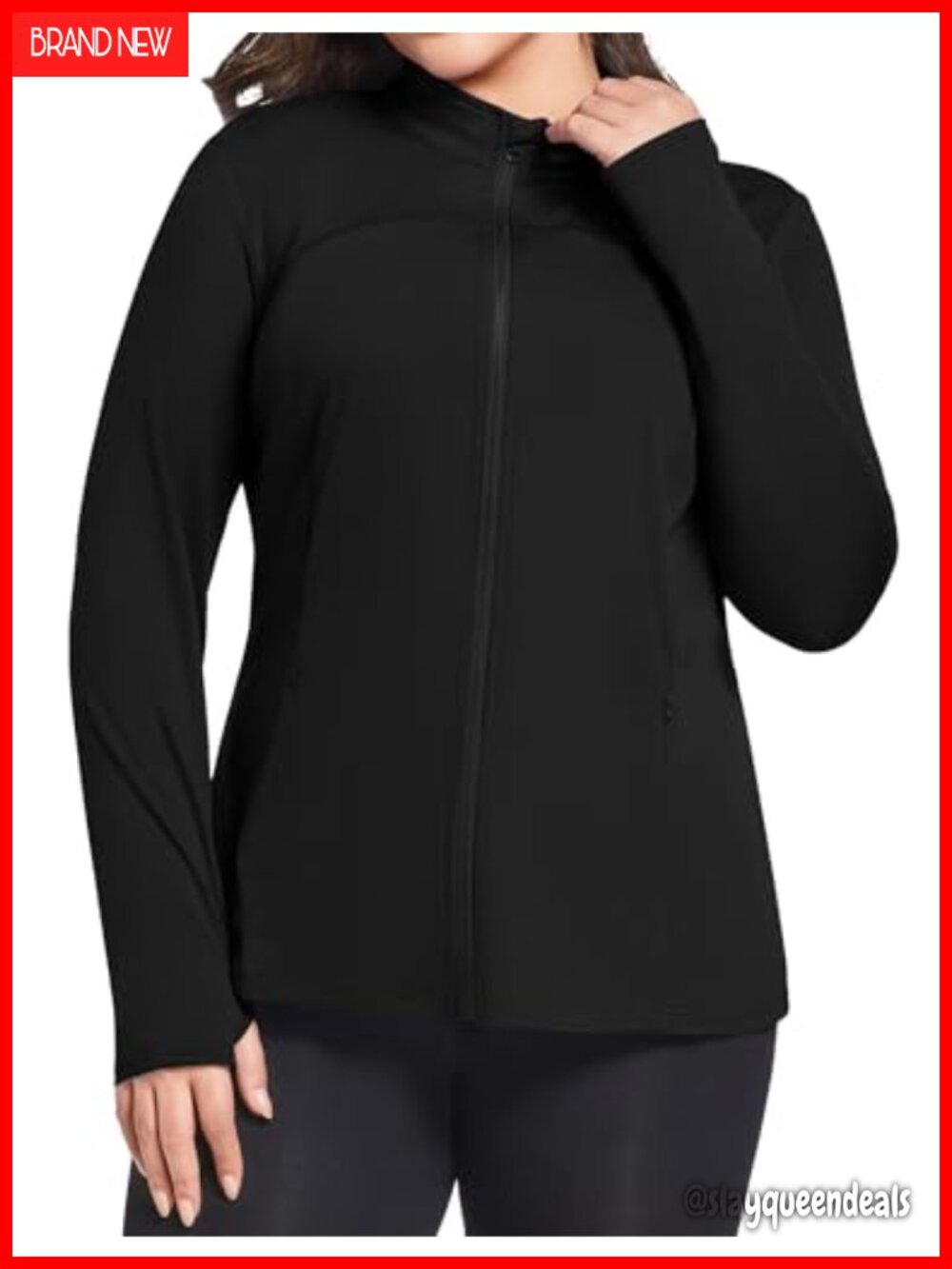 Plus Size Athletic Running Jacket Full Zip Lightweight Workout Yoga Top Thumb